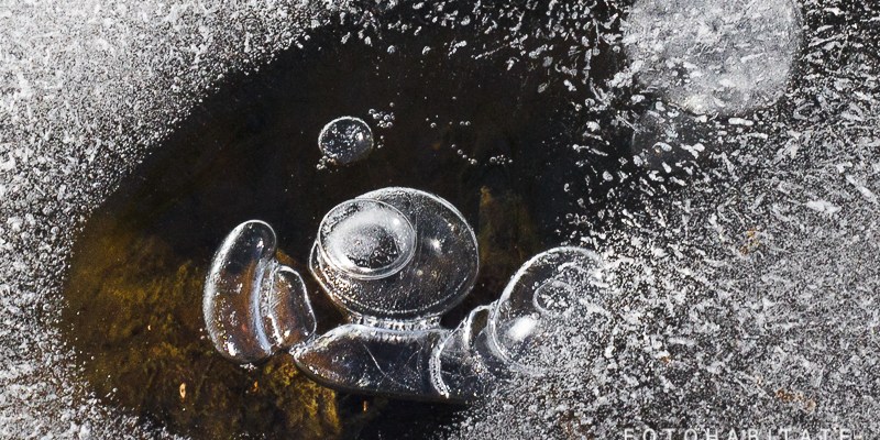 in Eis eingeschlossene Luftblasen